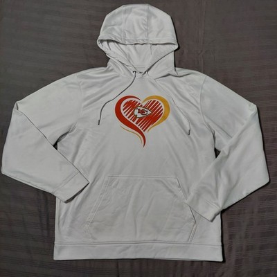 Kansas City Chiefs Hoodie L White Heart Graphic Sport Tek NFL Pullover