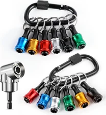 12PCS Bit Holder Key Chain, 1/4 Bit Holders with Right Angle Drill Attachment, D
