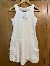 Vintage Woolrich Size 12 Y2K White Cotton Tank Dress Rhinestone Embroidery Italy