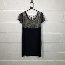 FEMME Black Floral Lace Shift Dress / Size 14 / Knee Length / Womens / Blac...