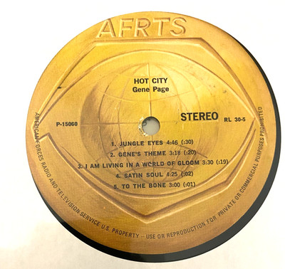 RL 30-5 AFRTS RARE MILITARY PRESSING LAMONT DOZIER 'BACH', GENE PAGE 'HOT CITY'
