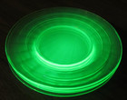 (4) Anchor Hocking Block Optic Green Uranium Depression Glass 8” Salad Plates — photo 5