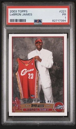 2003-04 Topps LeBron James Rookie RC #221 Cavaliers PSA 1.