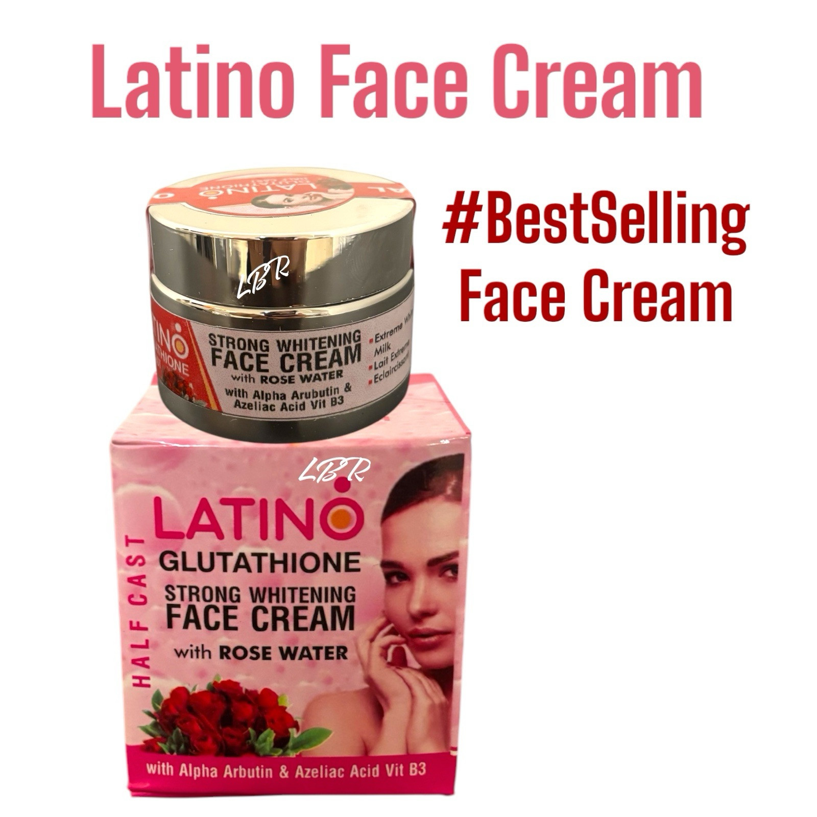 X 1 Latino Glutathion Half-C Whitening FACE CREAM with ROSE WATER 