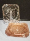 SET OF 6- Jeannette Adam Pink Depression Glass 9" Square Dinner Plates