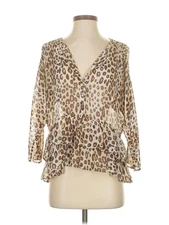 Moda International Women Brown 3/4 Sleeve Blouse S