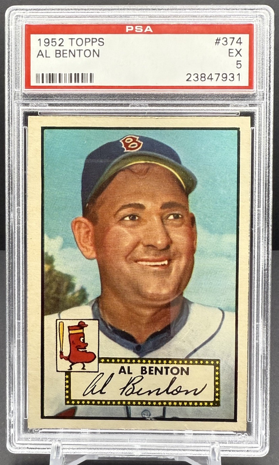 1952 Topps Baseball Al Benton PSA 5 EXCELLENT Boston Red Sox Card #374 cc23