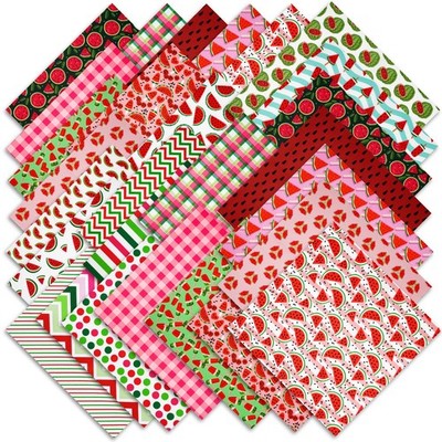 60 Pcs Watermelon Quilting Fabric Squares for DIY Crafts & Patchwork 10'' x 10''