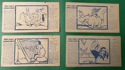 9 Vintage, 1930's, Nabisco Shredded Wheat Tony Sarg's Animal Circus Cards