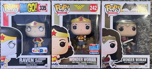 3x New Funko Pop Wonder Woman Vinyl Figure TRU Fall Convention 335 242 86!