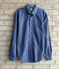 Brooks Brothers Blue/White Plaid Long Sleeve Button Up Shirt Men's Size L