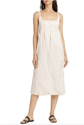 ALTUZARRA Jerry Crinkled Shift Midi-Dress, $1595 Ivory