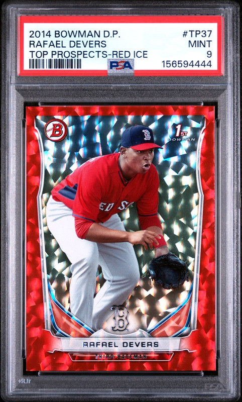 2014 Bowman Rafael Devers First Bowman Rookie Red Ice /150 #TP37 PSA 9