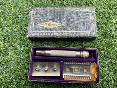 Vintage Gillette Old Type Safety Razor Ball End - Made in USA mit Original Etui