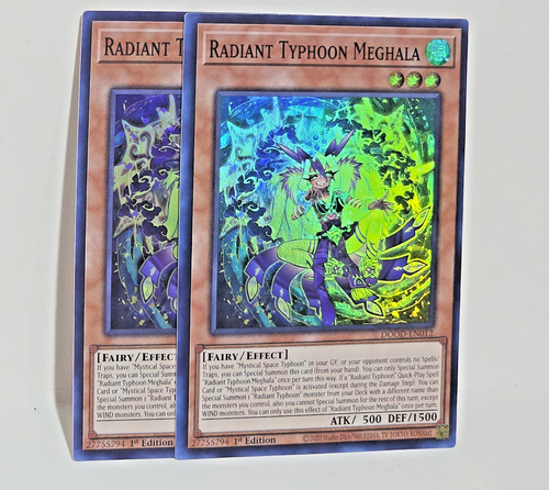 Yugioh 2x Radiant Typhoon Meghala Dood En012 Super Rare 1st Ed Nm Ebay