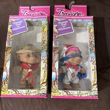 Lot of 2 Ace Novelty Treasure Trolls Dolls Wishstone Troll Scouts Superhero
