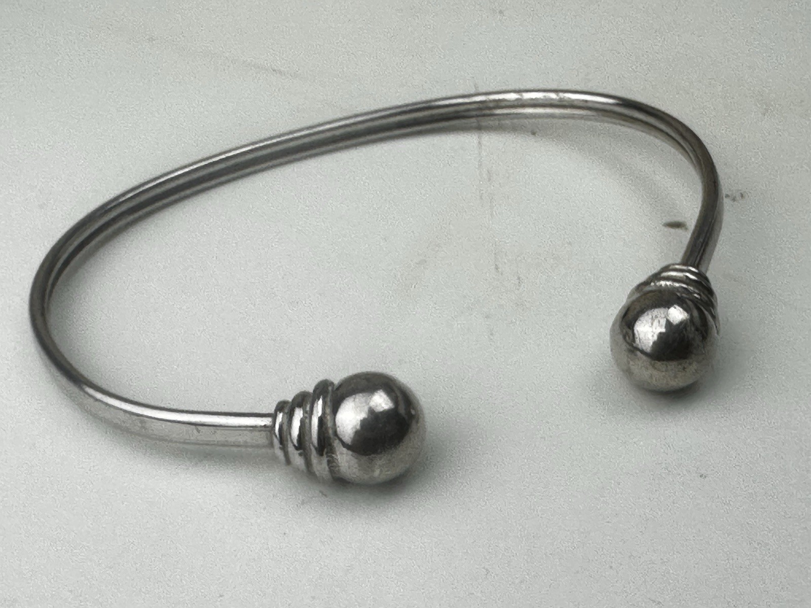 Solid .925 Foreign Hallmarked Silver Torque Bangl… - image 1