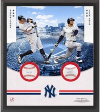 Juan Soto & Aaron Judge Yankees Framed Signed Two Baseball Shadowbox Collage