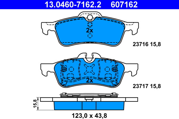 Rear ATE 13.0460-7162.2 Brake Pad Set, disc brake for MINI