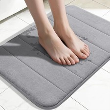 Yimobra Memory Foam Bath Mat, Super Soft Absorbent Bathroom 24" x 17", Grey