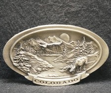 XE29133 GREAT VINTAGE 1987  COLORADO  STATE COMMEMORATIVE PEWTER BELT BUCKLE