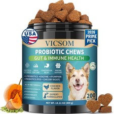 Probiotics for Dogs, 200 Soft Dog Probiotic Chews for Dogs Gut Digestive Im...