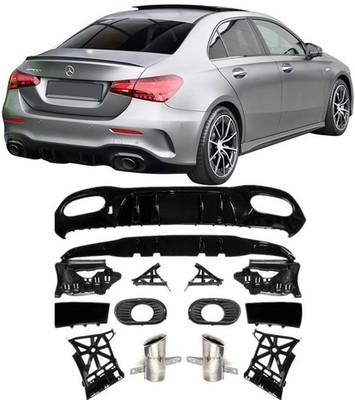   HECK DIFFUSOR + AUSPUFFBLENDEN CHROM FÜR MERCEDES A-KLASSE V177 A35 AMG OPTIK