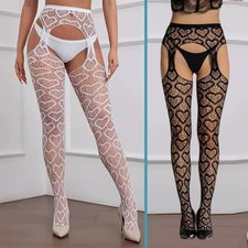 Set 2 paia calze giarrettiera reggicalze sexy a rete lotto calze elastiche bianche