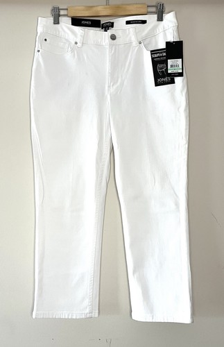 NWT Jones New York Lexington White Capri Slimming Classic Stretch Pants Size 8 - Afbeelding 1 van 4
