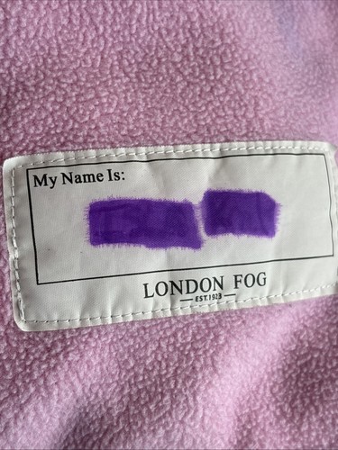 London Fog Girls Blue Hooded Fleece Lined Rain Coat Hood Pink Hearts 4T Used - Picture 4 of 22