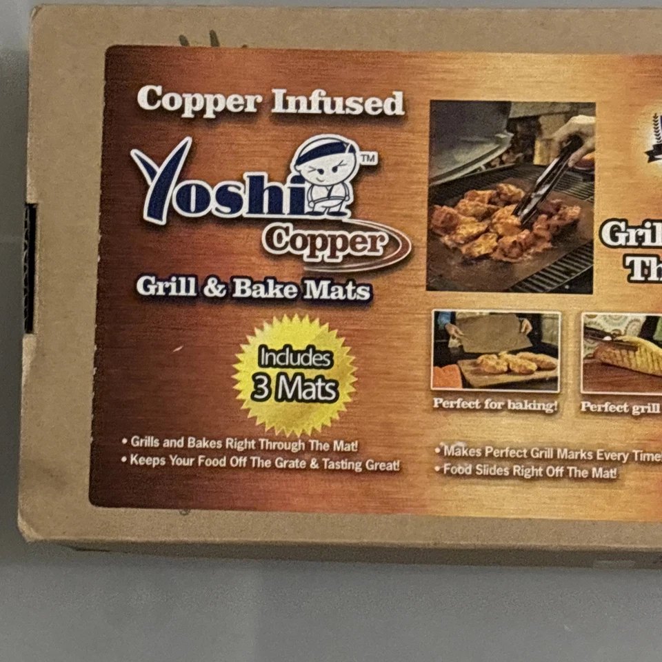 Parrilla antiadherente de cobre y alfombrilla para hornear Yoshi YOSHIGC - 3 esteras espátula adicional Foto 4 de 4