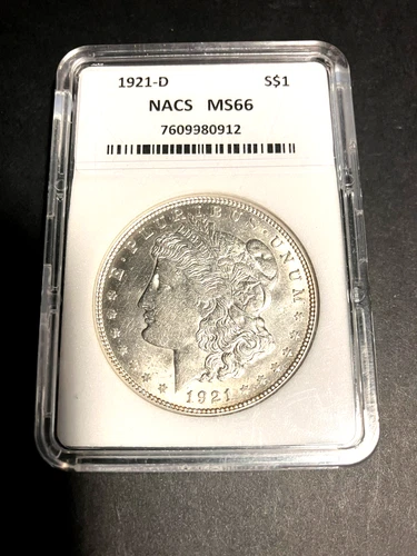 Beautiful, U.S., 1921D Morgan Silver Dollar, 1$, NACS MS66