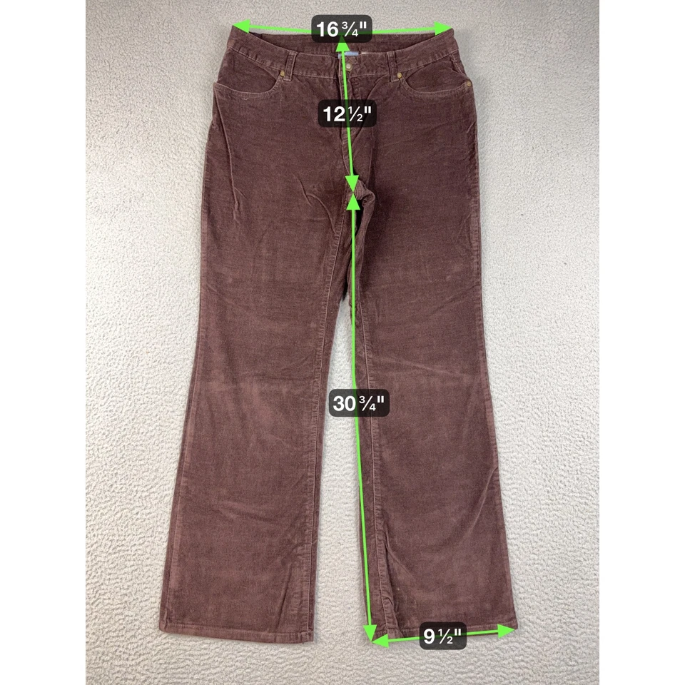 Calça feminina de veludo tamanho 10 34x30 marrom bootcut mistura de algodão boho cintura alta - Imagem 3 de 4