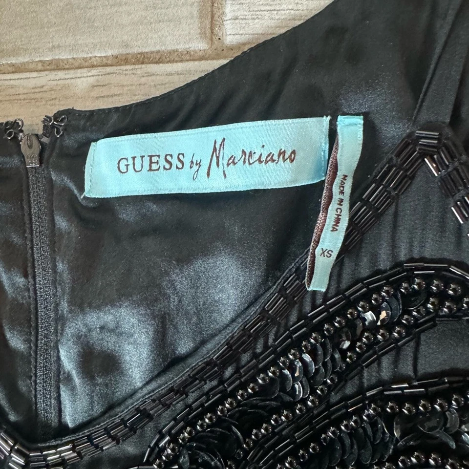 MARCIANO GUESS Dress KENDRA SILK SEQUIN BEADED DRESS BLACK SIZE XS - Image 2 of 4