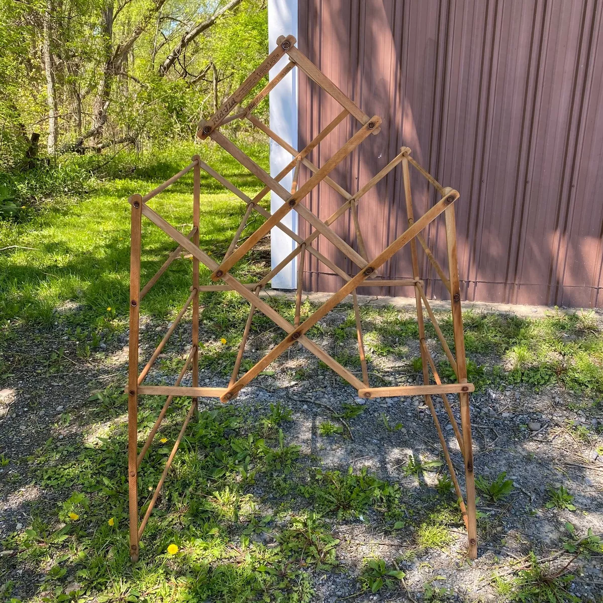 Antique Rid-Jig Space Saver JR Clark Co Wooden Drying Rack Primitive USA