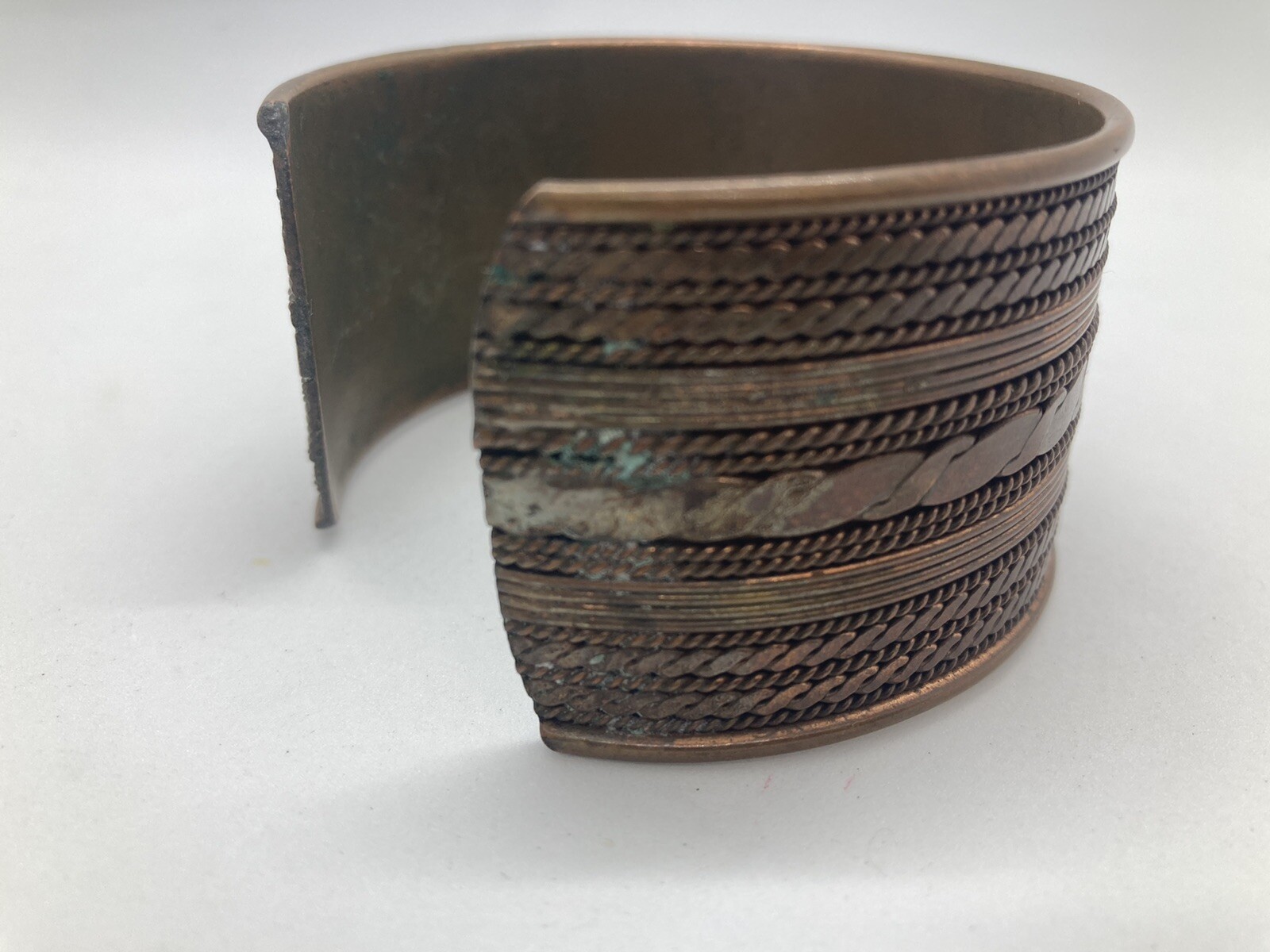 Copper Cuff Adjustable Bracelet Patterned Vintage - image 6
