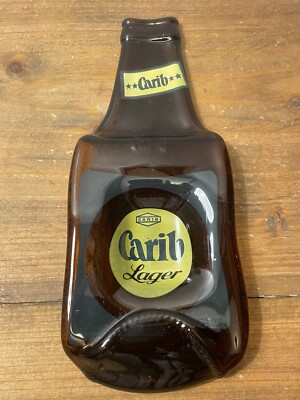KARIB BIERFLASCHE - Aschenbecher Schale Schmelzglas - Caribbean Rum Trinidad / Tobago