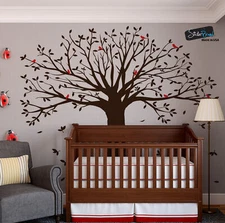 Large Family Tree w/ Birds Wall Decal Sticker by Stickerbrand. Living Room #6087