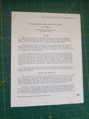 Field Evaluation of Direct Digital Well Logging - L.M. Moseley