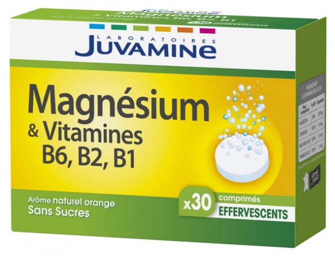 Magnesium et vitamines B1 B2 B6 Juvamine contre le stress et la fatigue passagere