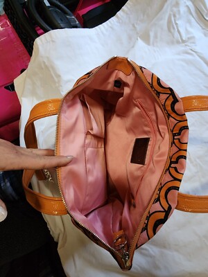 【BOLSAC】Pocony bag _Tote (orange pink) Weekend Corduroy Tote Bag ~ Hot Pink and Orange Colour Block
