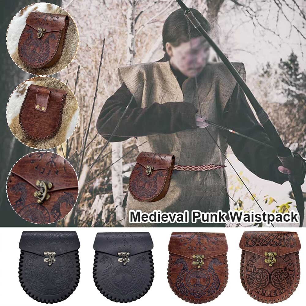 Halloween Renaissance Belt Pouch Costume Set Medieval Viking Pirate Leather 2025 Halloween Witch Costume Women, 4Pcs Halloween  main image 3