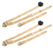 JP Comanche 1985-1992 Standard 3pt Tan Retract Bucket Seat Belt Kit-2 Belts