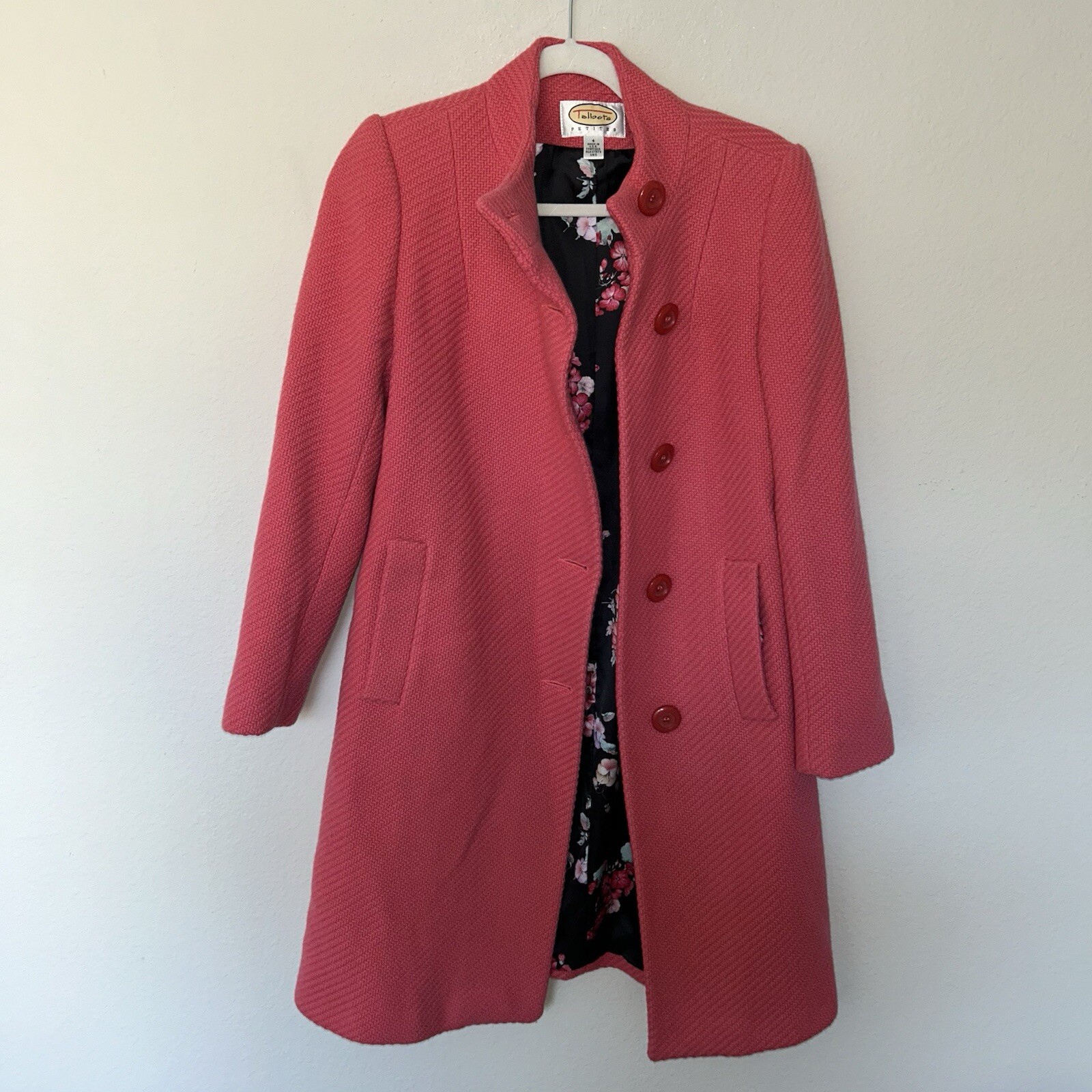 Talbots Pink Coat Women’s Size 4 Wool Winter Preppy Minimalist Warm Office Twee