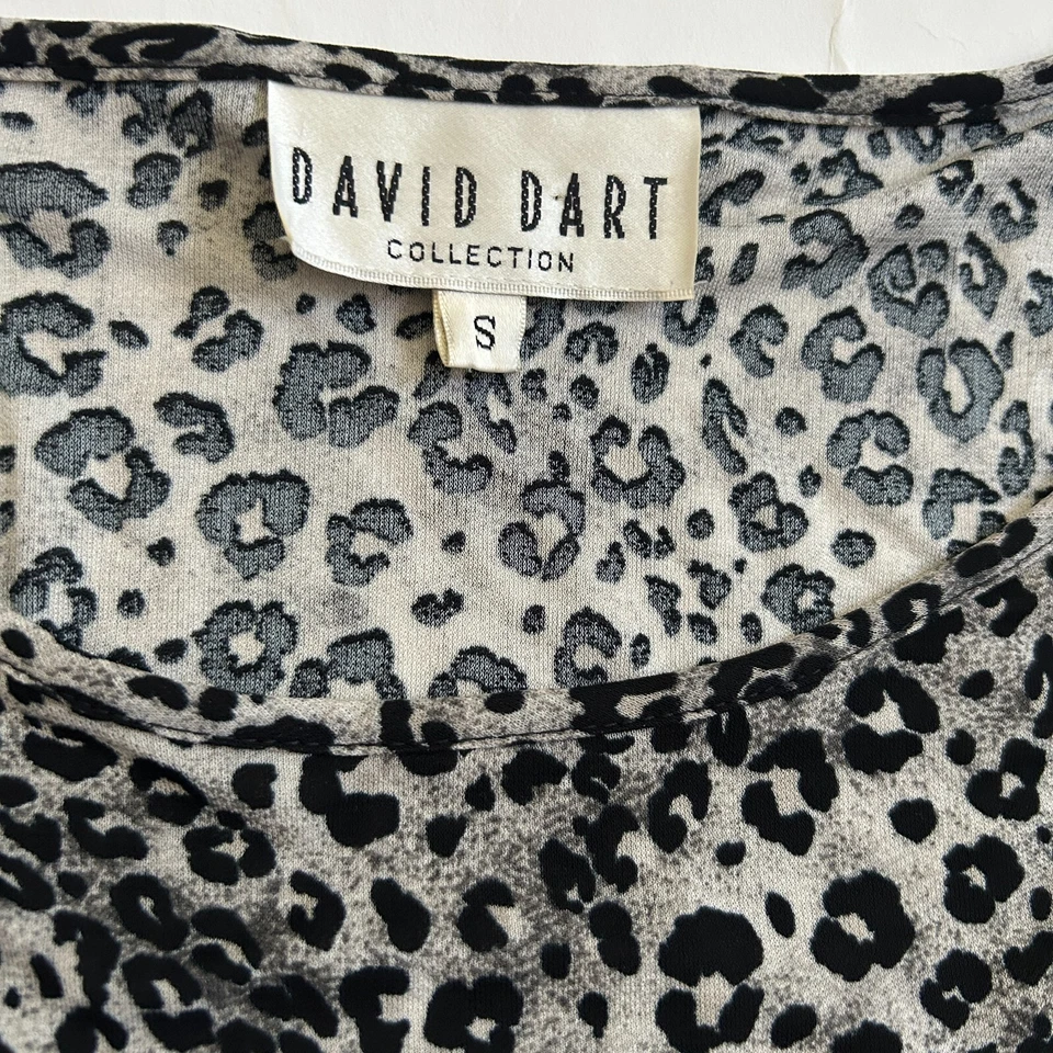 Camisa sedosa David Dart Collection negra leopardo para mujer S Art to Wear hecha en EE. UU. Foto 2 de 4