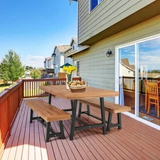 Outdoor Park Table Bench Set of 3 Wood Patio Dining Tables Garden Furniture Teak