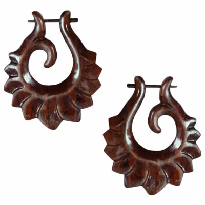 1 Paar Ohrringe Holzohrstecker Tribal glänzend
