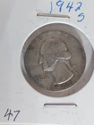 1942-S Washington Quarter Silver 25 Cent Coin Ungraded