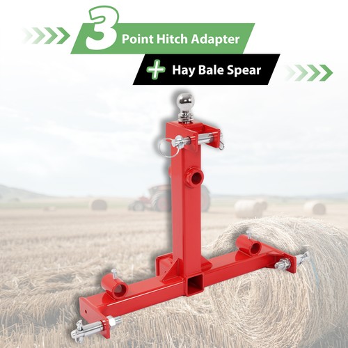 3 Punkt Heuballen Speer Anhängerkupplung Aufnahme mit Schwanenhalskugel für Kat 1 Traktor - Bild 34 von 48