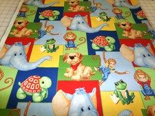 Child Fabric with Elephant Monkey Turtle. 34x44. Fabric Traditions 2001. M25-642